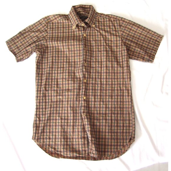 Men's Robert Talbott Plaid Button Short Sleeve Shirt Sz S (MT710) - Picture 1 of 7